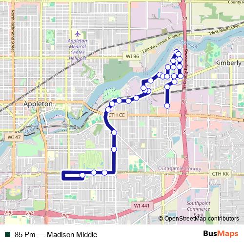 85 Pm bus Line Map