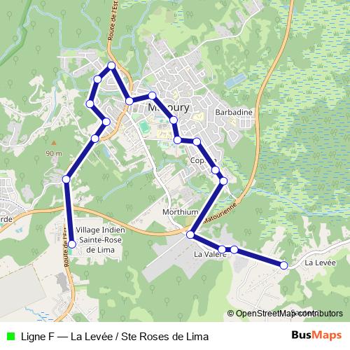 Ligne F bus Line Map