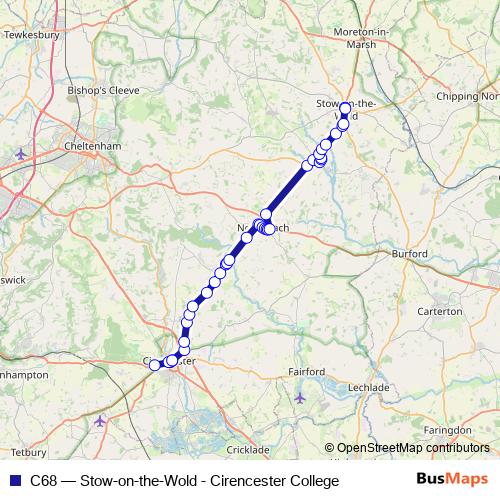 C68 bus Line Map
