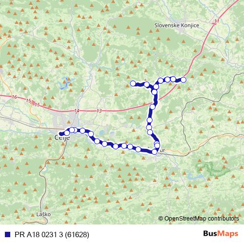 PR A18 0231 3 (61628) bus Line Map
