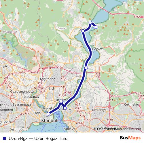 Uzun-Bğz ferry Line Map