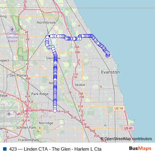 423 bus Line Map