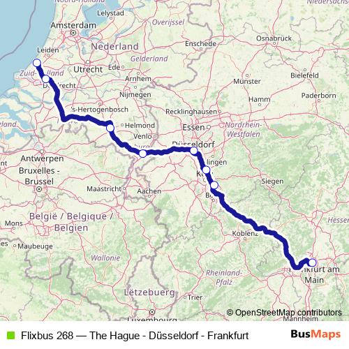Flixbus 268 bus Line Map