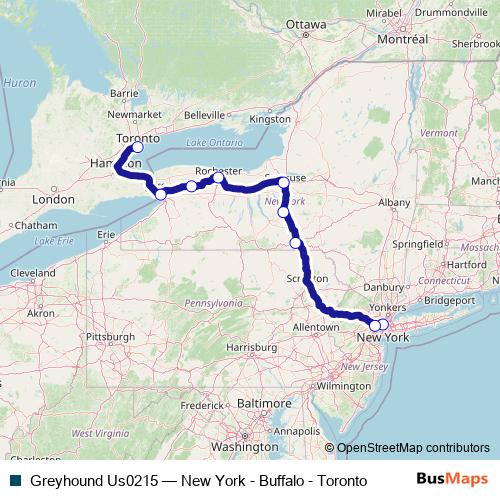 Greyhound Us0215 bus Line Map
