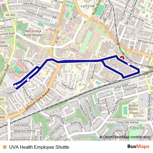 UVA Health Employee Shuttle bus Line Map