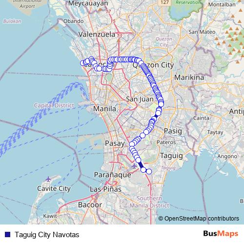 Taguig City Navotas bus Line Map