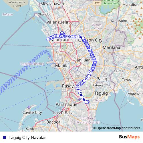 Taguig City Navotas bus Line Map