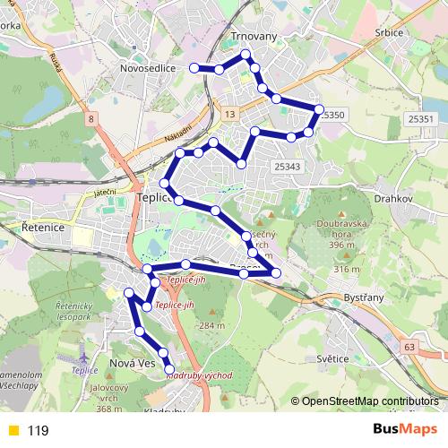 119 trolleybus Line Map