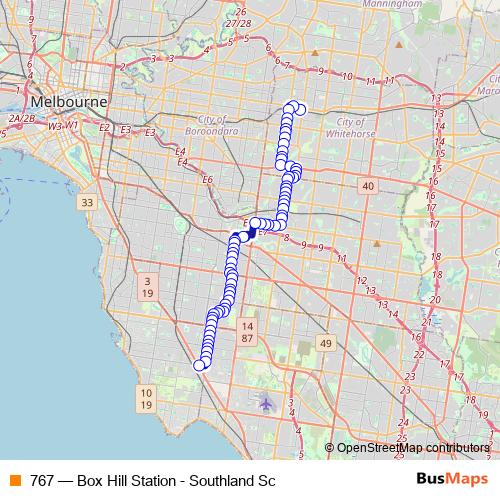 767 bus Line Map