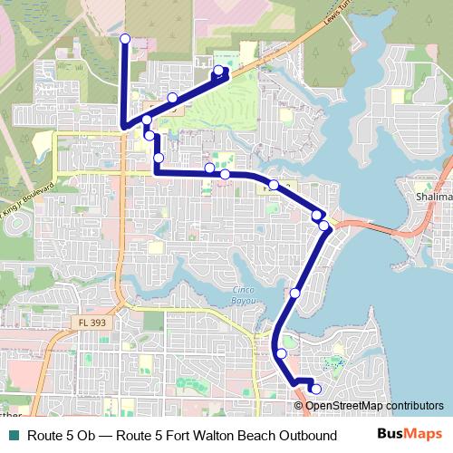 Route 5 Ob bus Line Map