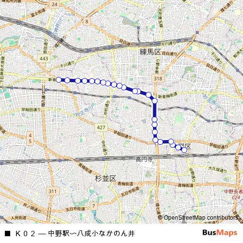 Ｋ０２ bus Line Map