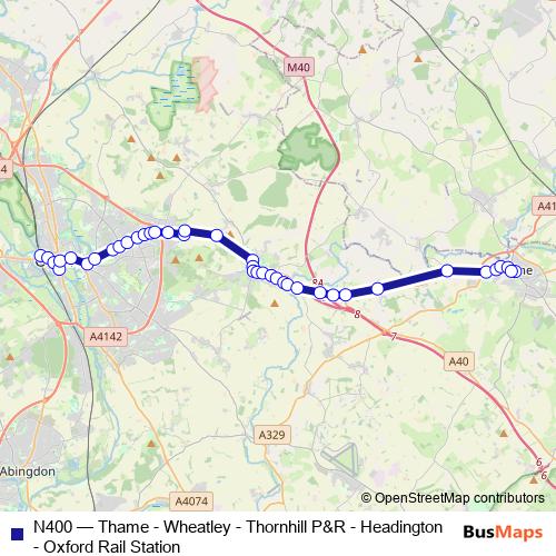 N400 bus Line Map