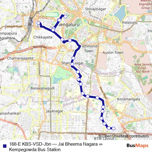 168-E KBS-VSD-Jbn bus Line Map