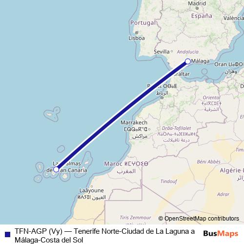 TFN-AGP (Vy) air Line Map