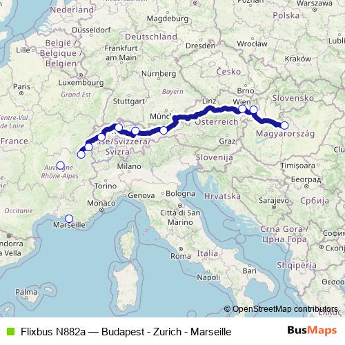 Flixbus N882a bus Line Map