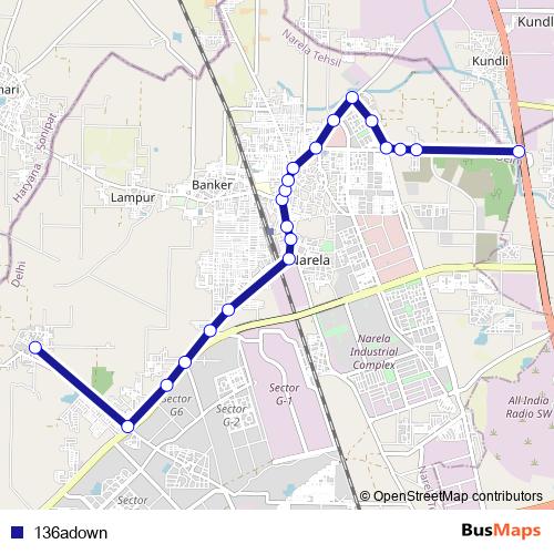 136adown bus Line Map