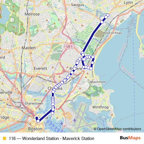 116 bus Line Map