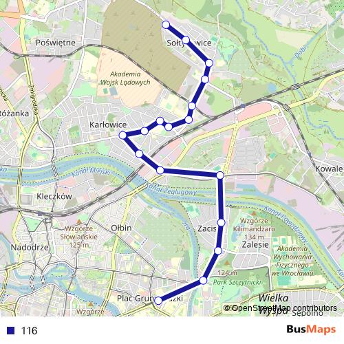 116 bus Line Map