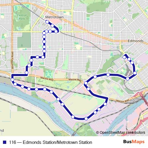 116 bus Line Map