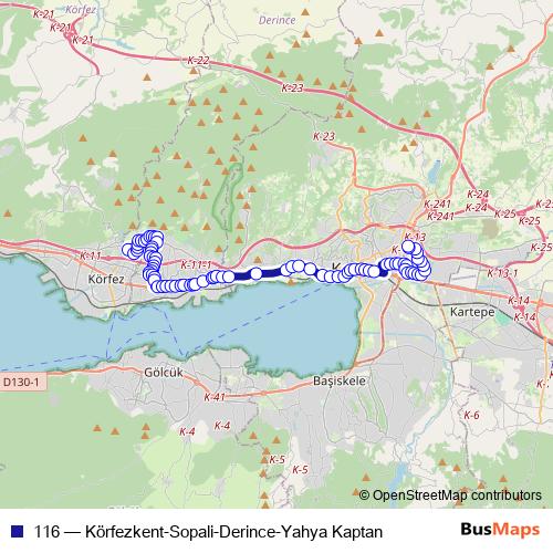 116 bus Line Map