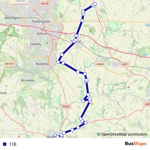 116 bus Line Map