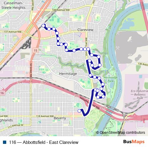 116 bus Line Map