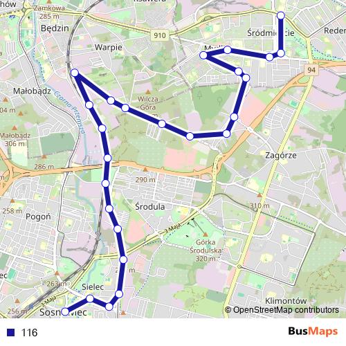 116 bus Line Map