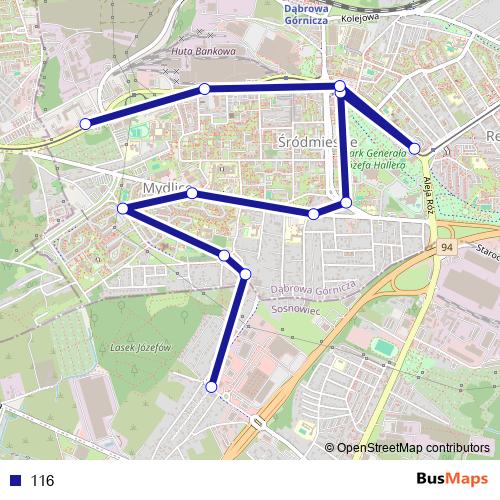 116 bus Line Map