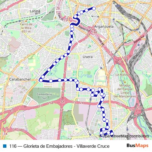 116 bus Line Map