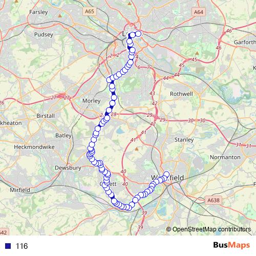 116 bus Line Map