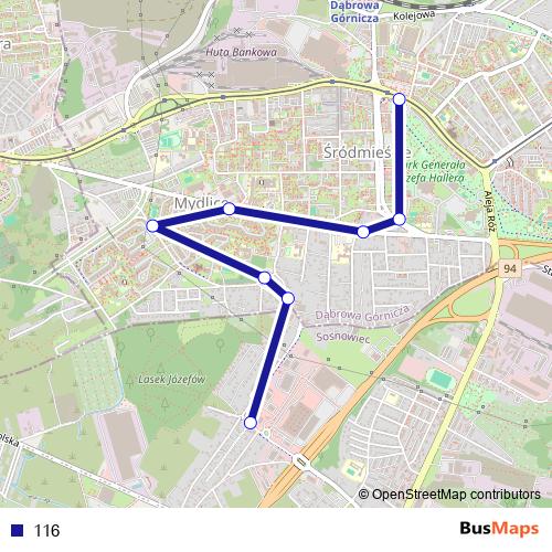 116 bus Line Map