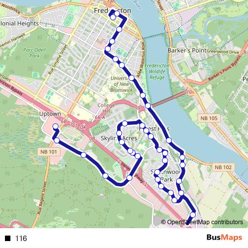 116 bus Line Map