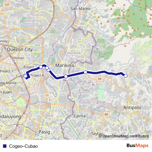 Cogeo–Cubao bus Line Map