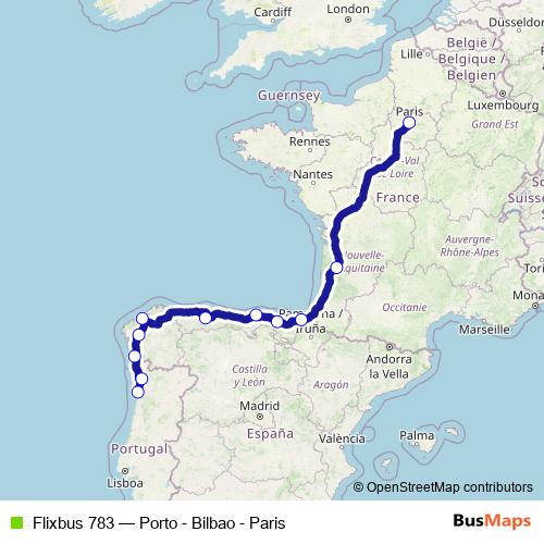 Flixbus 783 bus Line Map