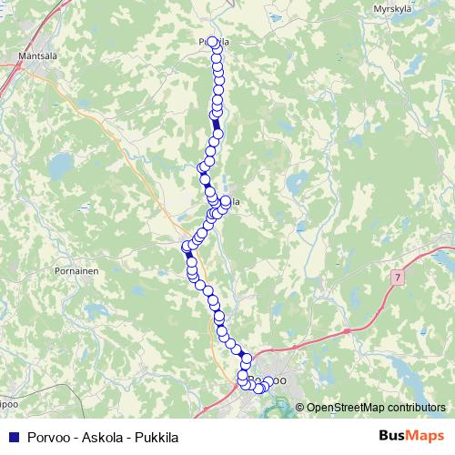Porvoo - Askola - Pukkila bus Line Map