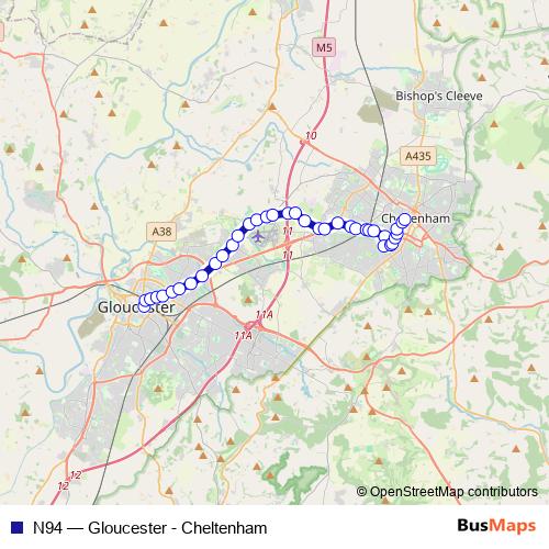 N94 bus Line Map