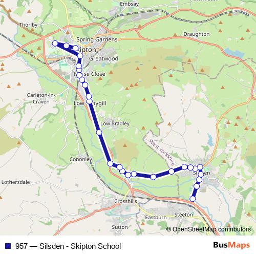 957 bus Line Map