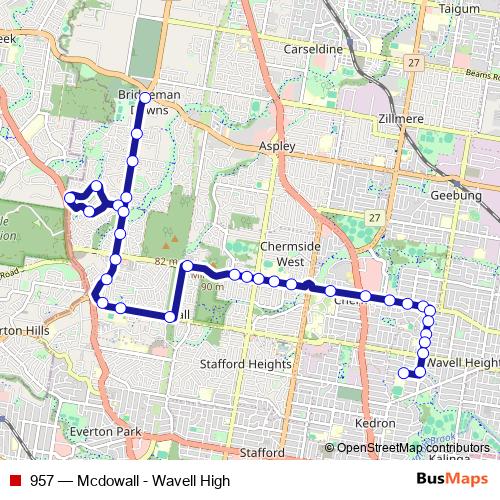 957 bus Line Map