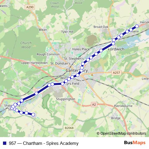 957 bus Line Map