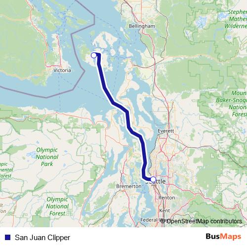 San Juan Clipper ferry Line Map