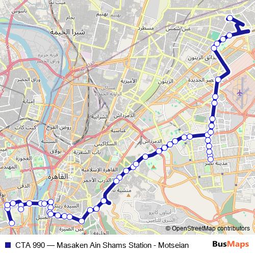 CTA 990 bus Line Map