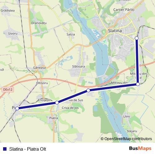 Slatina - Piatra Olt rail Line Map