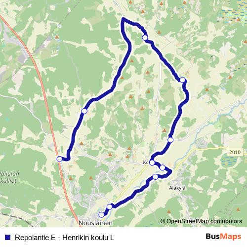 Repolantie E - Henrikin koulu L bus Line Map