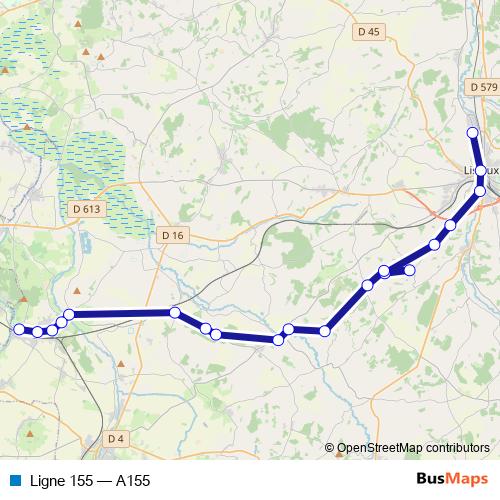 Ligne 155 bus Line Map