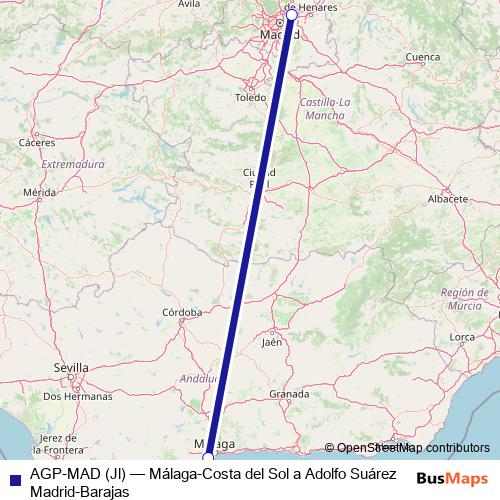 AGP-MAD (Jl) air Line Map