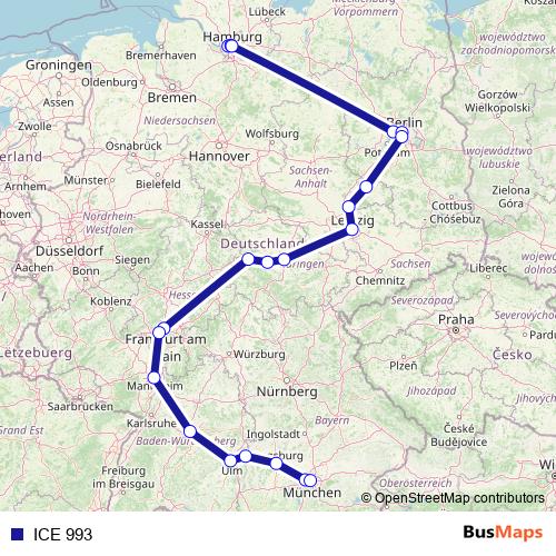ICE 993 rail Line Map
