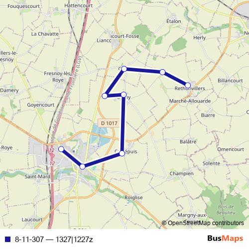 8-11-307 bus Line Map