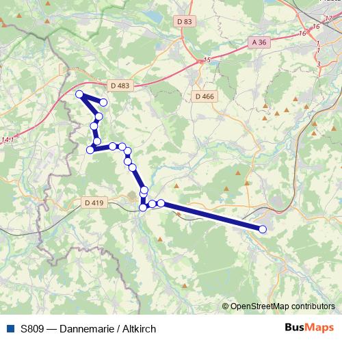 S809 bus Line Map