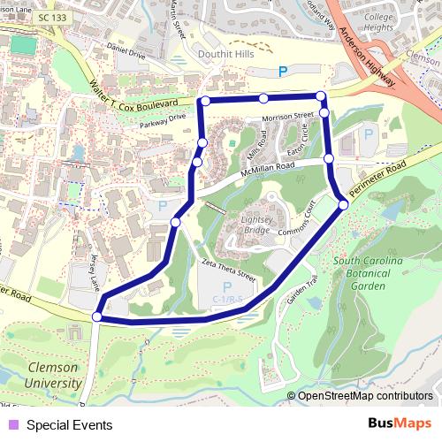 Special Events bus Line Map