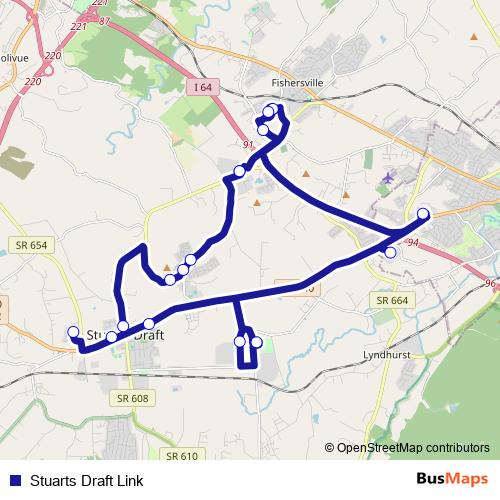 Stuarts Draft Link bus Line Map